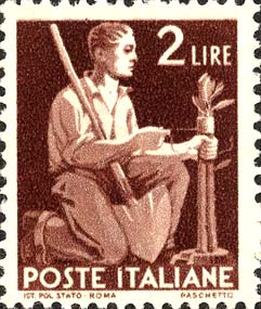 Francobollo Contadino che Innesta un Alberello -  1945