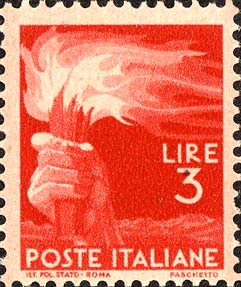 Francobollo Mano che Impugna una Fiaccola -  1945