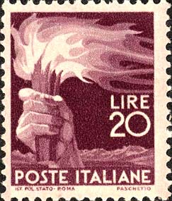Francobollo Mano che Impugna una Fiaccola -  1945