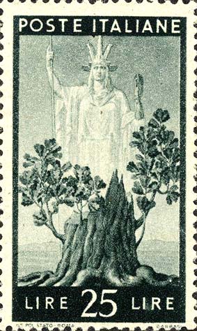 Francobollo Albero in Fiore ed Italia -  1945