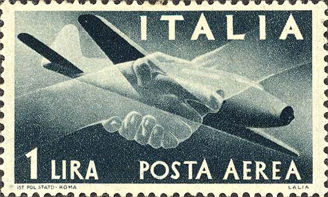 Francobollo Stretta di Mano, Caproni-Campini 1 -  1945