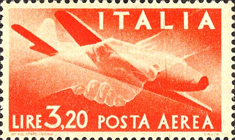 Francobollo Stretta di Mano, Caproni-Campini 1 -  1945