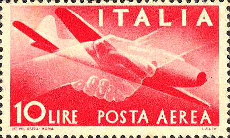 Francobollo Stretta di Mano, Caproni-Campini 1 -  1945
