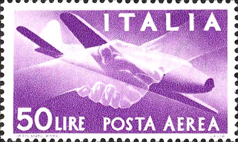 Francobollo Stretta di Mano, Caproni-Campini 1 -  1947