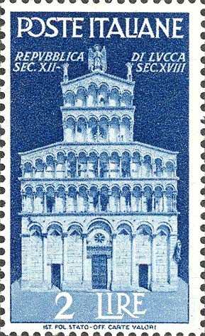 Francobollo Chiesa di San Michele, a Lucca -  1946
