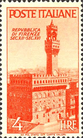 Francobollo Palazzo della Signoria, a Firenze -  1946