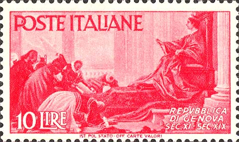 Francobollo Genova Riceve l'Omaggio dei Coloni -  1946