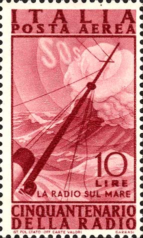 Francobollo Albero Maestro e Mare in Tempesta -  1947