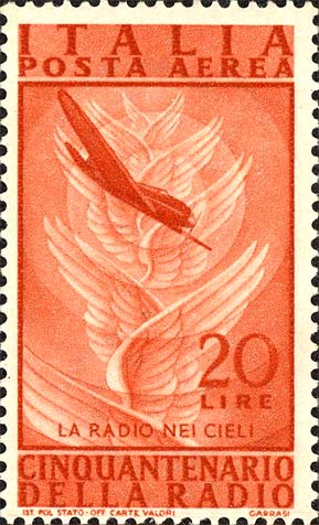 Francobollo Aeroplano e Ali -  1947