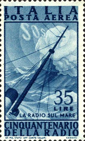 Francobollo Albero Maestro e Mare in Tempesta -  1947