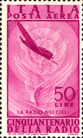 Francobollo Aeroplano e Ali -  1947