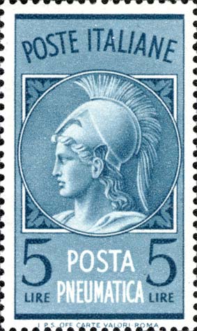 Francobollo Testa di Minerva in Cornice Rotonda -  1947