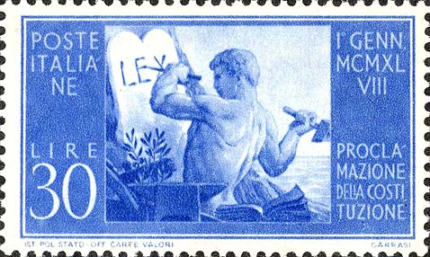 Francobollo Scalpellino che Incide la Parola "LEX" -  1948