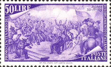 Francobollo Battaglia del Gianicolo, a Roma -  1948