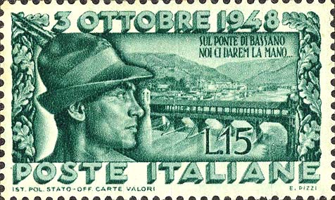Francobollo Profilo di un Alpino e Ponte di Bassano -  1948