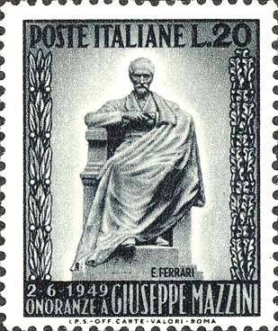 Francobollo Monumento a Mazzini, Opera di E. Ferrari -  1949