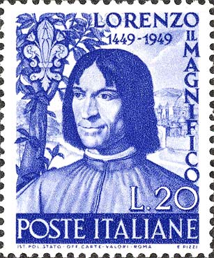 Francobollo Ritratto di Lorenzo il Magnifico -  1949