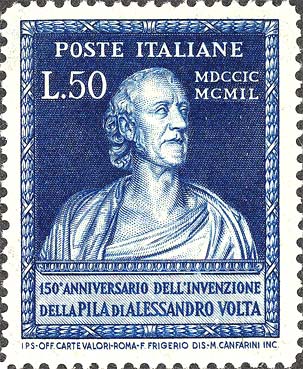 Francobollo Busto di Volta, Realizzato da G. B. Comolli -  1949