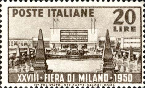 Francobollo Fontana delle 4 Stagioni alla Fiera di Milano -  1950