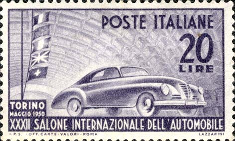 Francobollo Automobile e bandiere -  1950