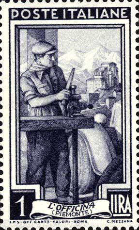 Francobollo Piemonte, l'Officina -  1950
