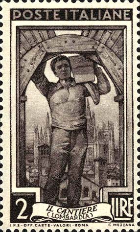 Francobollo Lombardia, il Cantiere -  1950