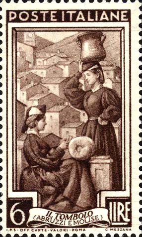 Francobollo Abruzzo e Molise, il Tombolo -  1950