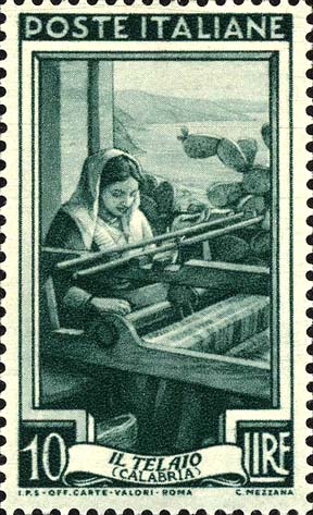 Francobollo Calabria, il Telaio -  1950