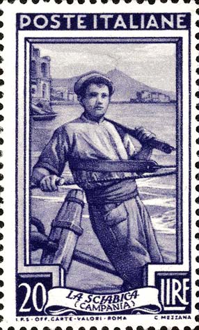 Francobollo Campania, la Sciabica -  1950