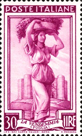 Francobollo Puglia, la Vendemmia -  1950