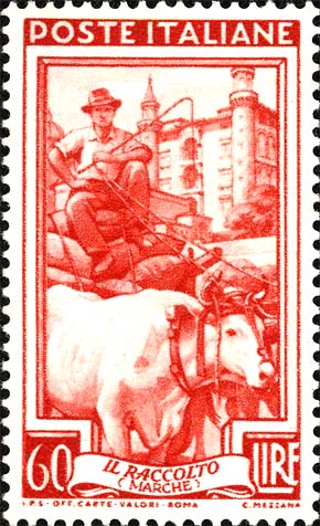 Francobollo Marche, il Raccolto -  1950