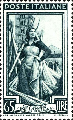 Francobollo Emilia Romagna, la Canapa -  1950