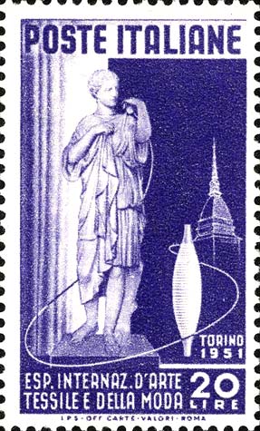 Francobollo Figura di Donna, Spola e Mole Antonelliana -  1951
