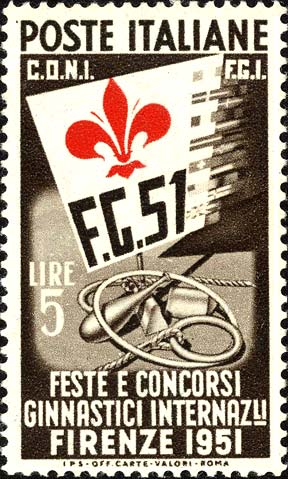 Francobollo Giglio e Attrezzi da Ginnastica -  1951