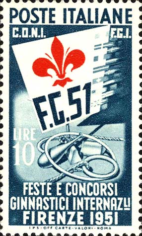 Francobollo Giglio e Attrezzi da Ginnastica -  1951