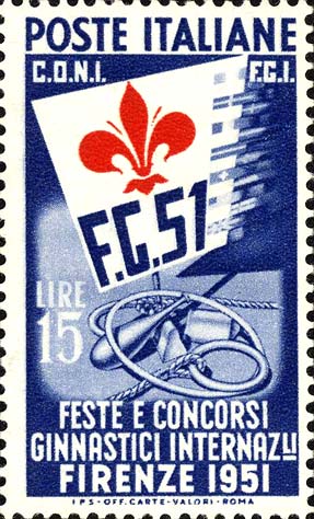 Francobollo Giglio e Attrezzi da Ginnastica -  1951
