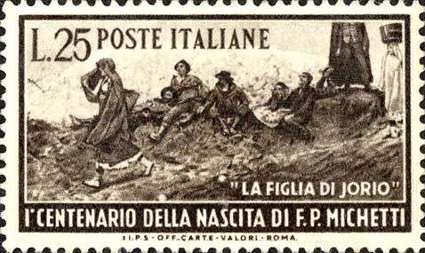 Francobollo La Figlia di Jorio, Dipinto di Francesco Michetti -  1951