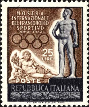 Francobollo Statue di Atleta e del Tevere -  1952