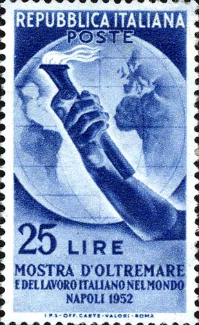Francobollo Globo e Braccio con Fiaccola -  1952