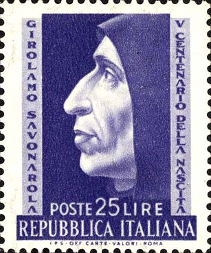 Francobollo Ritratto di Fra Girolamo Savonarola -  1952