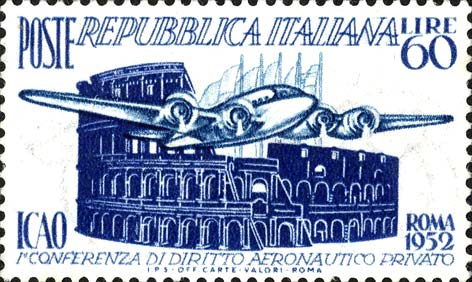 Francobollo Aereo e Colosseo -  1952