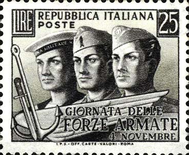 Francobollo Volti di Marinaio, Aviatore e Soldato -  1952