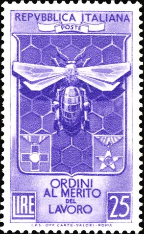 Francobollo Ape, Croce di Cavaliere del Lavoro e Stella al Merito del Lavoro -  1953