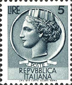 Francobollo Antica Moneta Siracusana -  1953