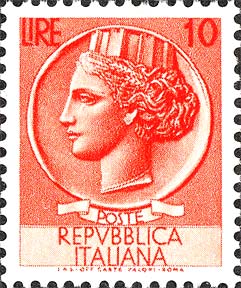 Francobollo Antica Moneta Siracusana -  1953
