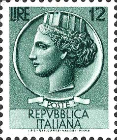 Francobollo Antica Moneta Siracusana -  1953