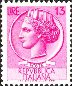 Francobollo Antica Moneta Siracusana -  1954