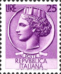 Francobollo Antica Moneta Siracusana -  1953