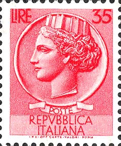 Francobollo Antica Moneta Siracusana -  1953