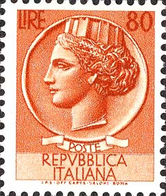 Francobollo Antica Moneta Siracusana -  1953